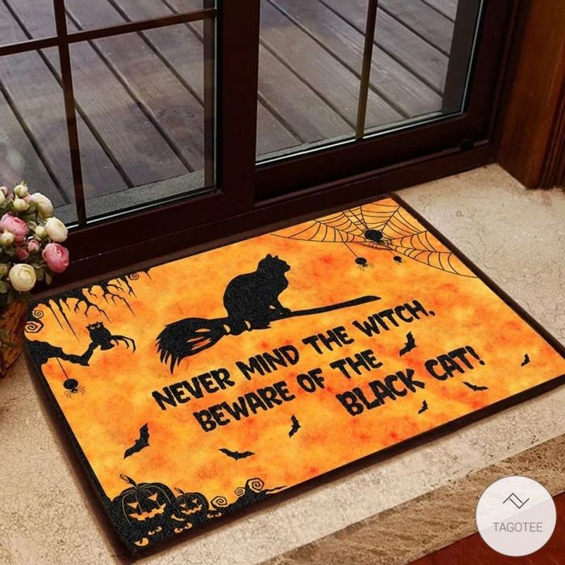 Never Mind The Witch Beware Of The Black Cat Doormat