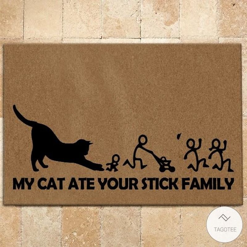 My Cat Ate Your Stick Family Doormat