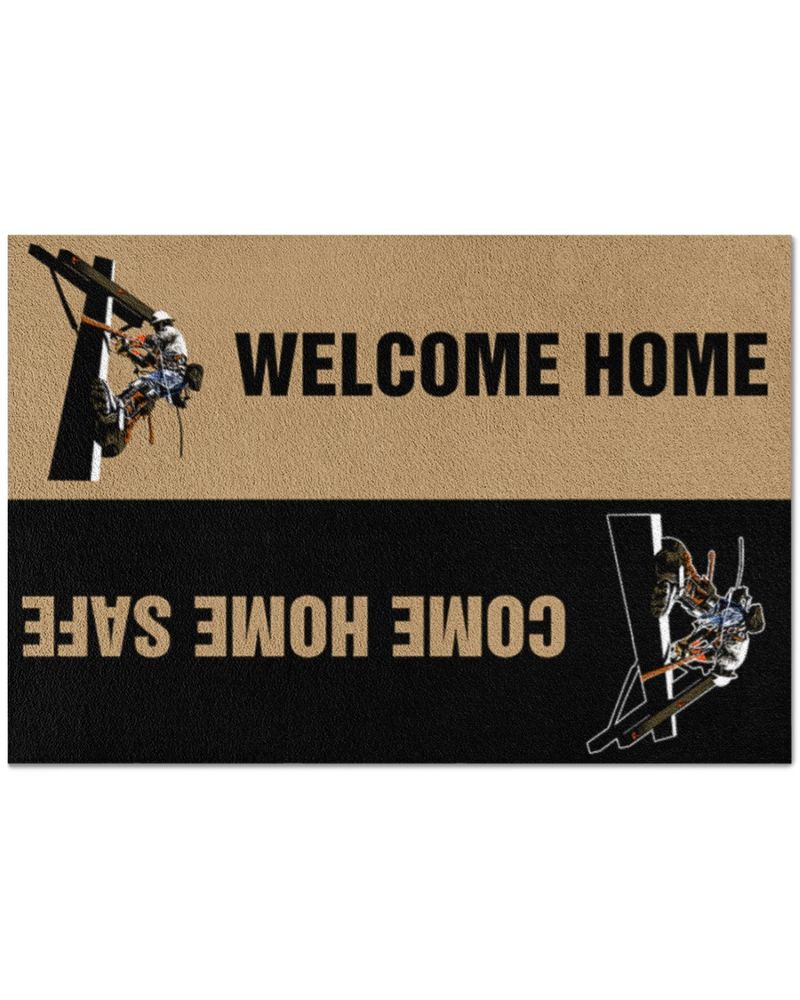 Lineman Welcome Home Come Home Safe Doormat