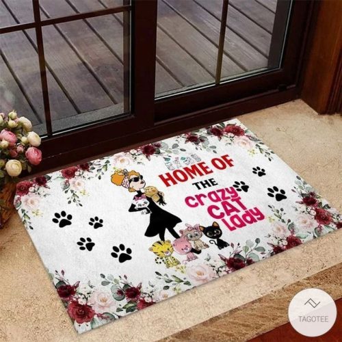 Home Of The Crazy Cat Lady Cat Doormat
