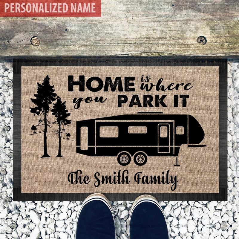 Home Is Where Park It Camping Personalized Doormat