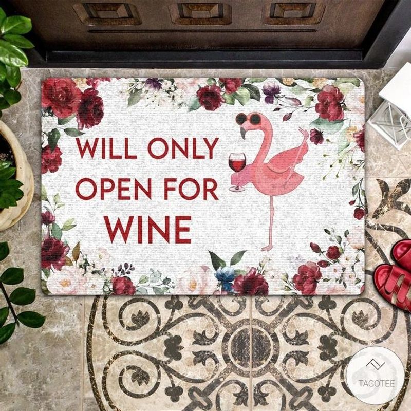 Flamingo Will Only Open For Wine Doormat