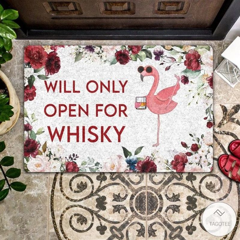Flamingo Will Only Open For Whisky Doormat