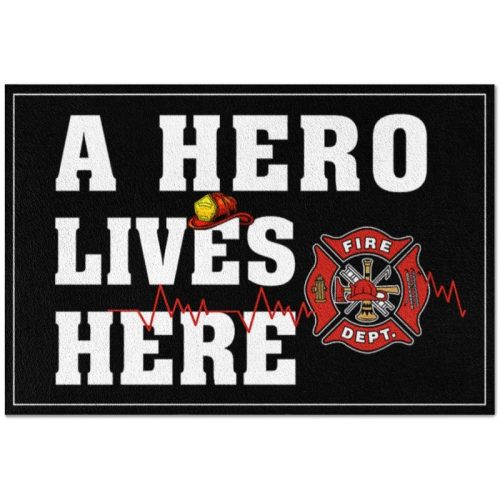 Firefighter A Hero Lives Here Doormat