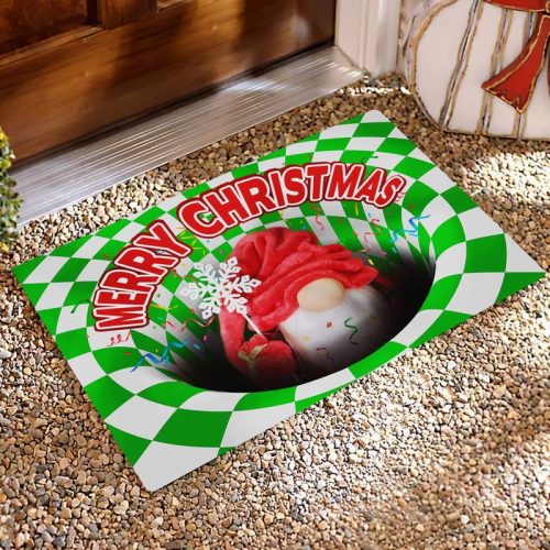 Gnome Christmas Optical Illusion 3 D Hole Doormat