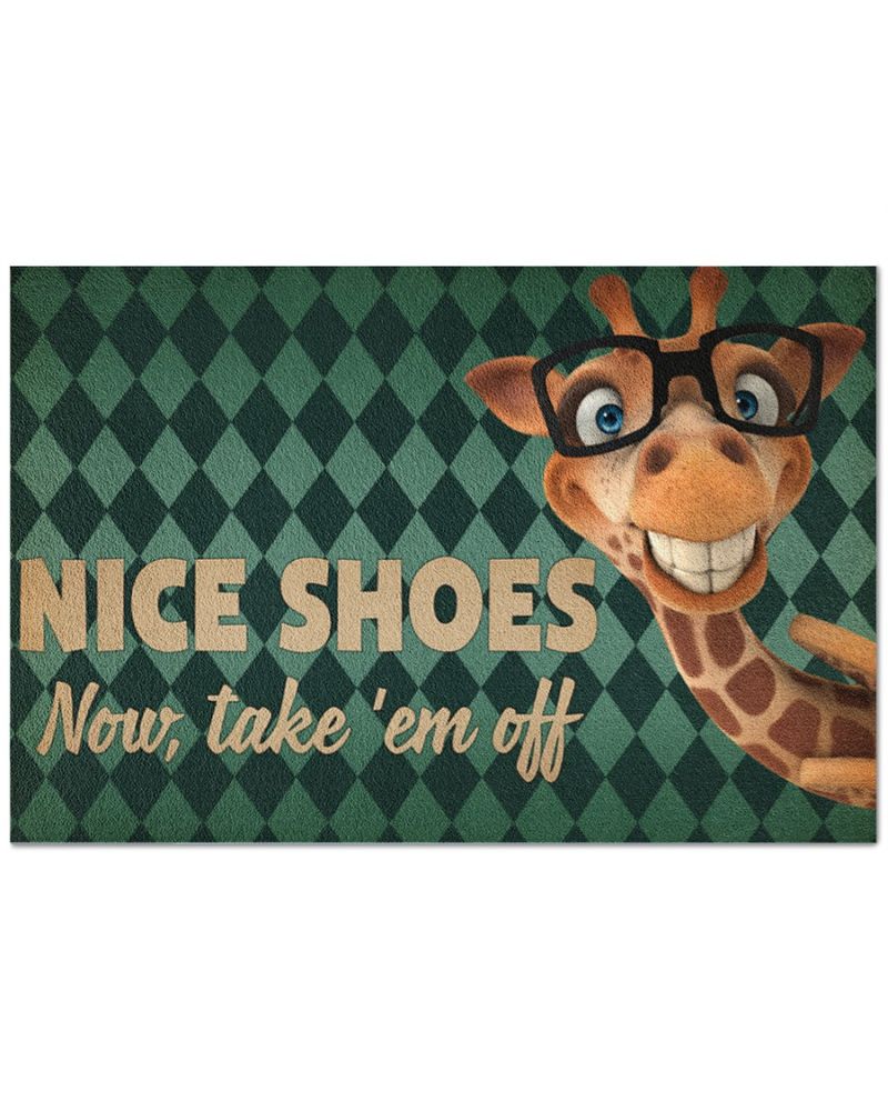 Giraffe Nice Shoes Now Take Em Off Doormat
