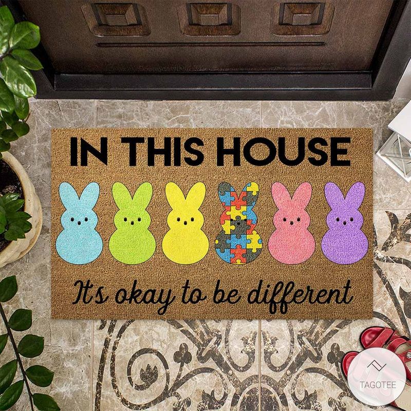Easter Bunny In This House Its Okay To Be Different Autism Doormat