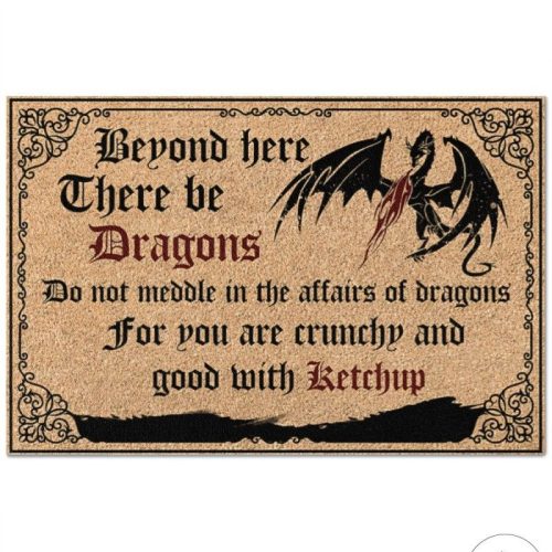 Dragon Beyond Here There Be Dragons Do Not Meddle In The Affairs Of Dragons Doormat