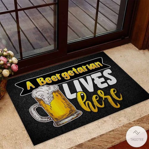 A Beergetarian Lives Here Beer Doormat