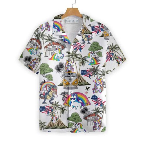 Unicorn Summer Beach Pattern Hawaiian Shirt