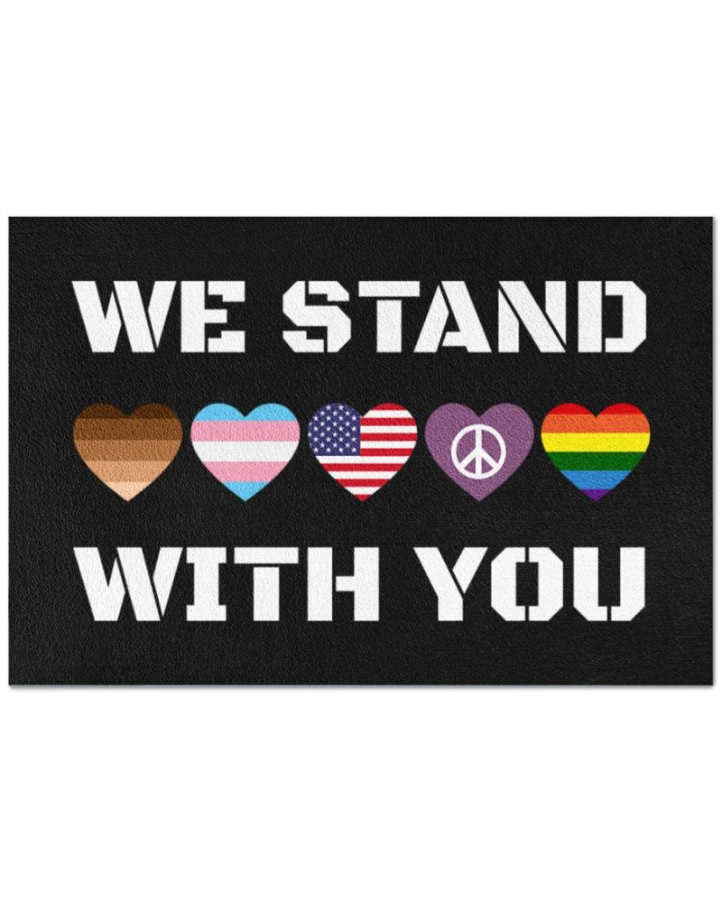 We Stand With You Colorful Heart Doormat