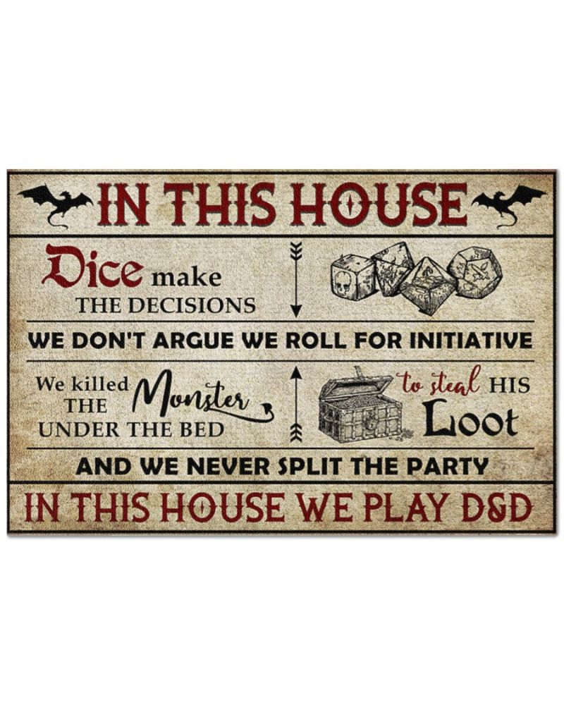 In This House We Play Dungeons And Dragons Doormat