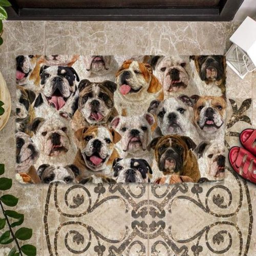 A Bunch Of English British Bulldogs Doormat