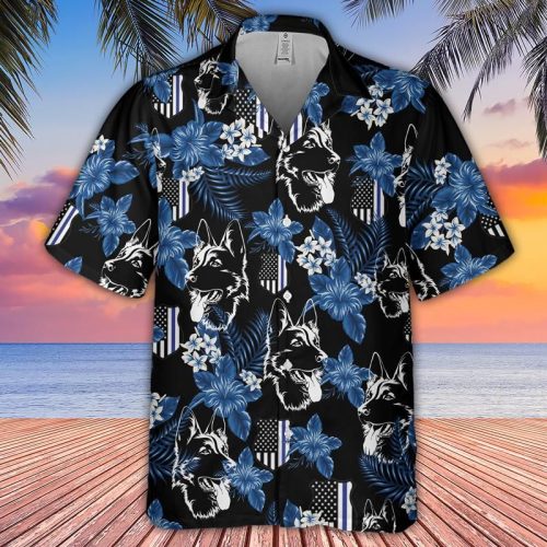 German Shepherd Police Seamless Pattern Hawaiian Shirt