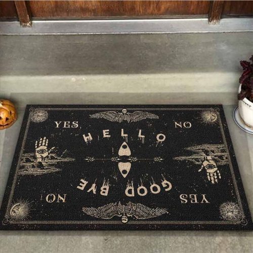 Hello Goodbye Witch Coir Pattern Print Doormat