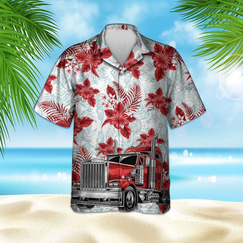 Red Truck Flower Hawaiian Shirt