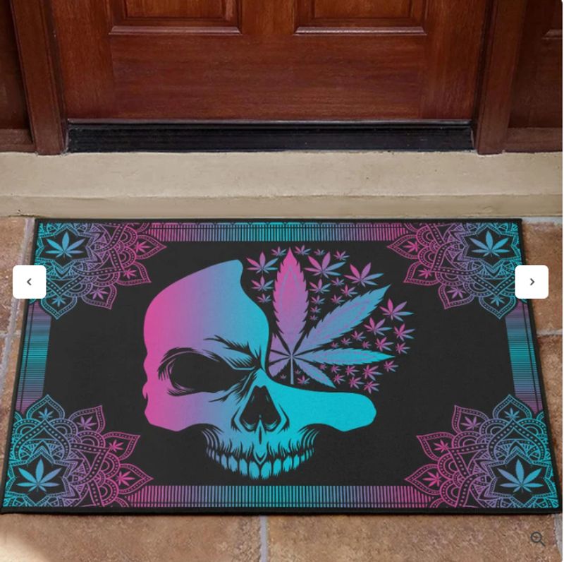 Skull Cannabis Mandala Doormat