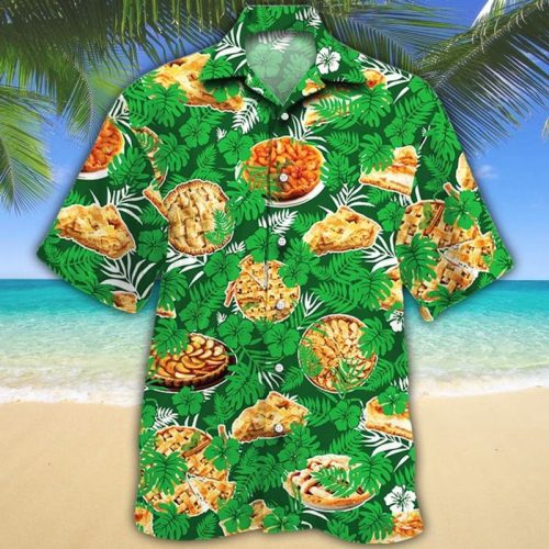 Apple Pie Lovers Green Floral Hawaiian Shirt
