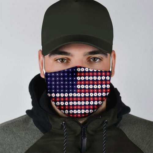 American Flag Flowers Cloth Mask