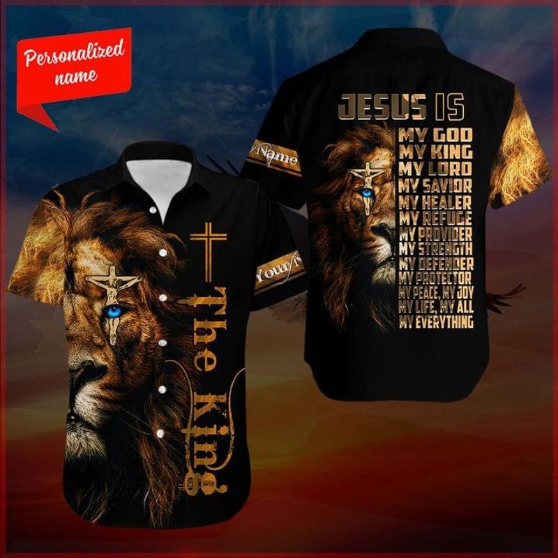 Personalized Lion The King Jesus Is My Lord My God Hawaiian Shirt