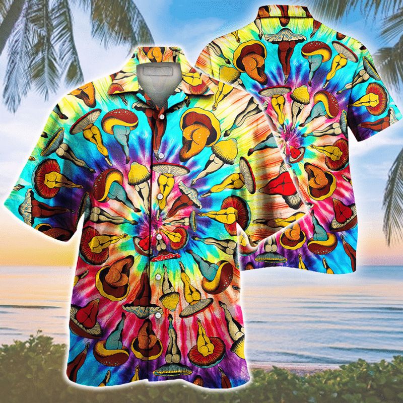 Hippie Tie Dye Mushroom Pattern Hawaiian Shirt