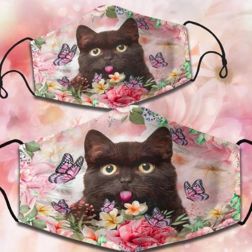 Cat Butterfly Flower Cloth Face Mask