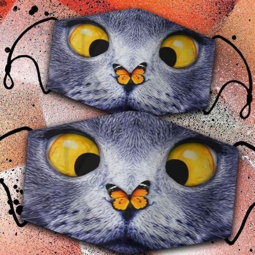 Cute Cat And Butterfly Cloth Face Mask