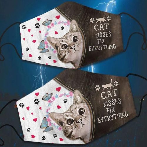 Cat Kisses Fix Everything Butterfly Cloth Face Mask