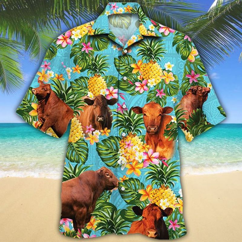 Red Angus Cattle Lovers Pineapple Hawaiian Shirt