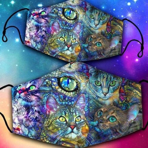 Psychedelic Art Cat Awesome Animal Pet Cloth Face Mask