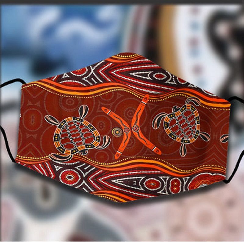 Aboriginal Turtles And Boomerang Australia Face Mask