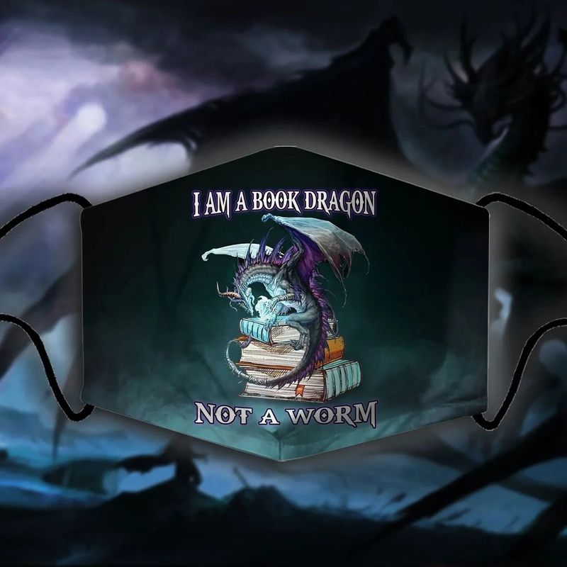 I Am A Book Dragon Not A Worm Face Mask