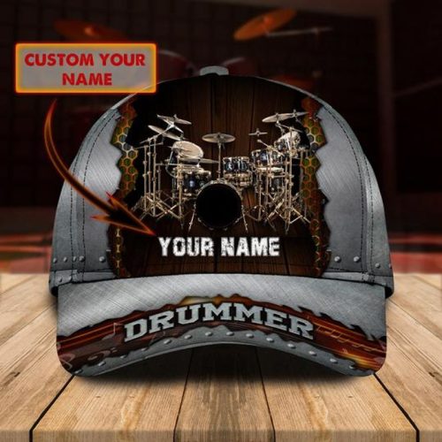Personalized Drummer Metal Crack Print Cap