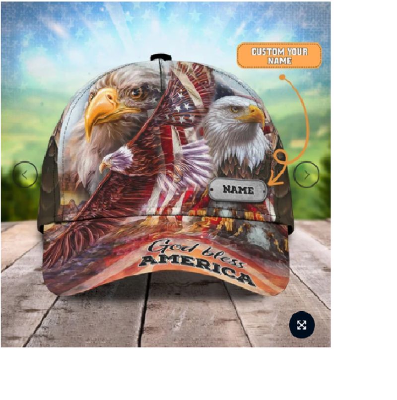 Personalized God Bless America Eagle Cap