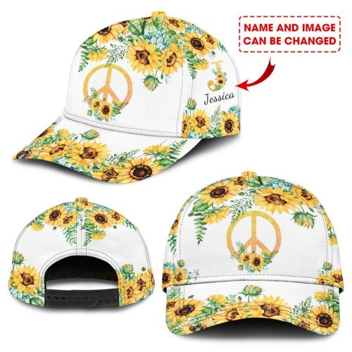 Personalized Sunflower Hippie Classic Cap