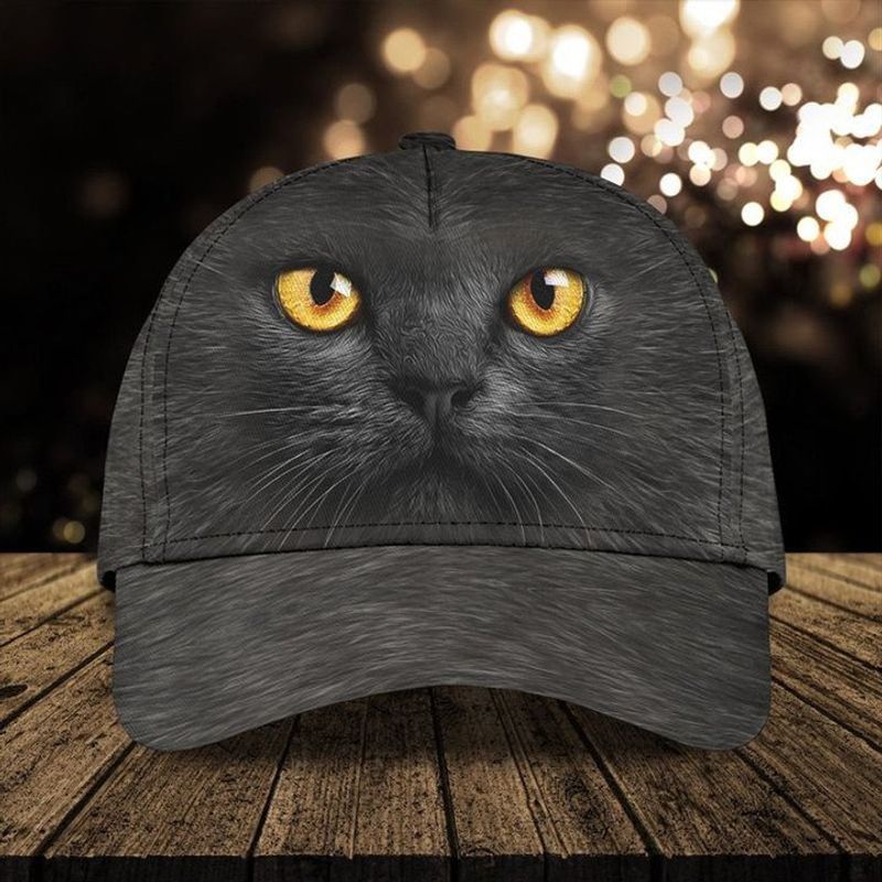 Black Cat Face Cute Cap