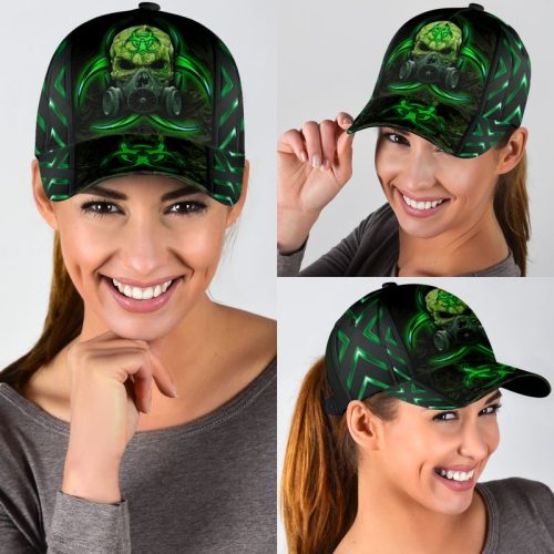 Skull Biohazard Mask Green Classic Cap