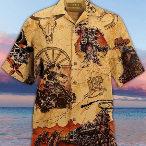 Cowboy Skull Love Life Hawaiian Shirt