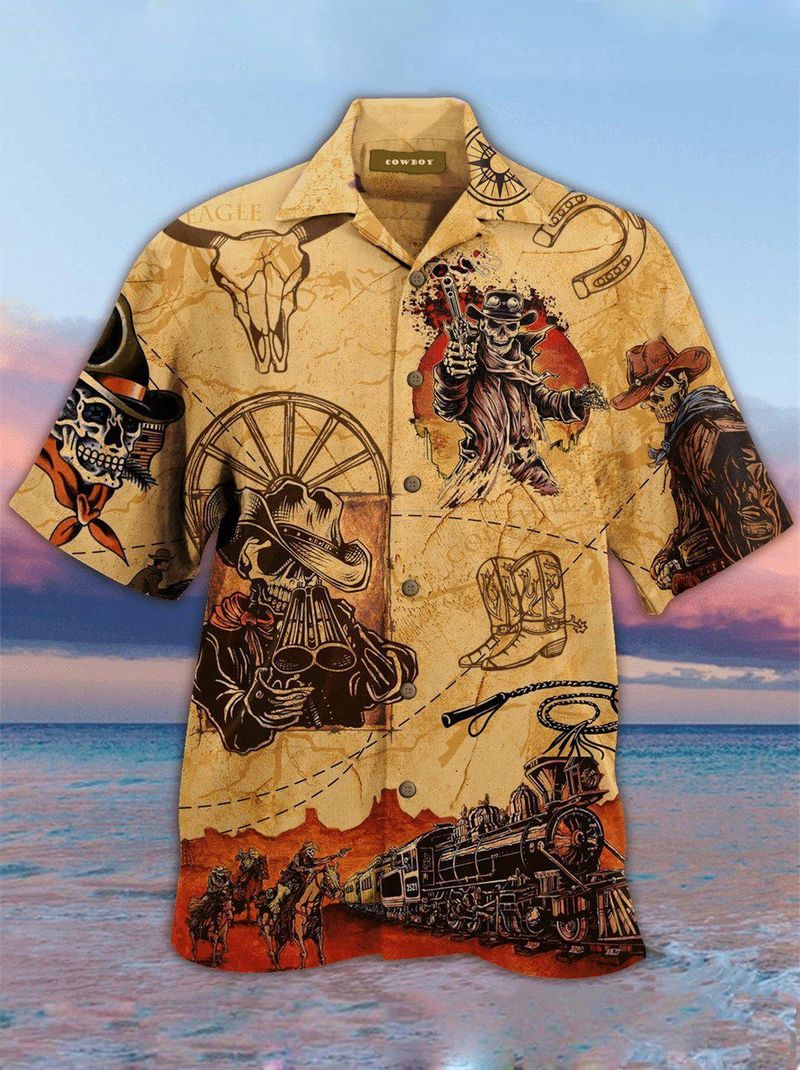 Cowboy Skull Love Life Hawaiian Shirt