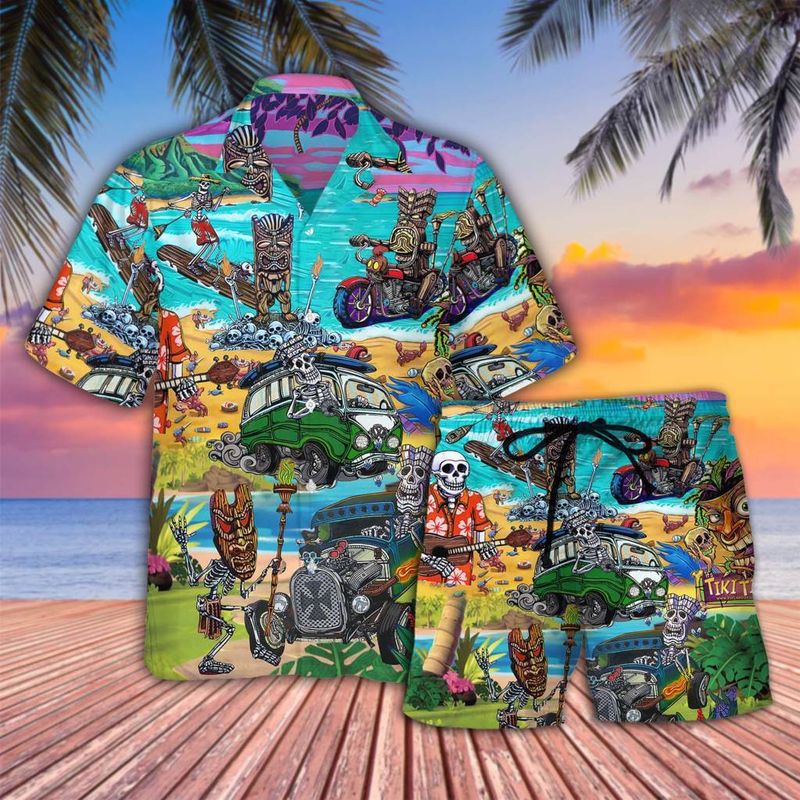 Tiki Aloha And Skull Hawaiian Shirt