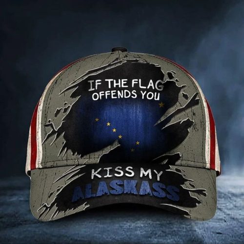 If The Flag Offends You Kiss My Alaskass Cap USA Flag Vintage Hat Funny Patriot Alaska Merch