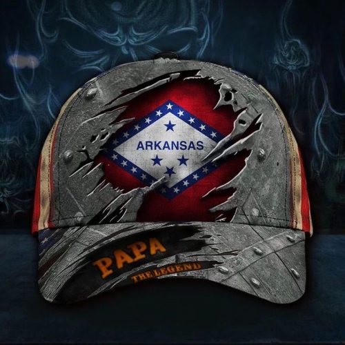 Arkansas Papa The Legend 3 D Hat Vintage USA Flag Cap Unique Best Fathers Day Presents 2021