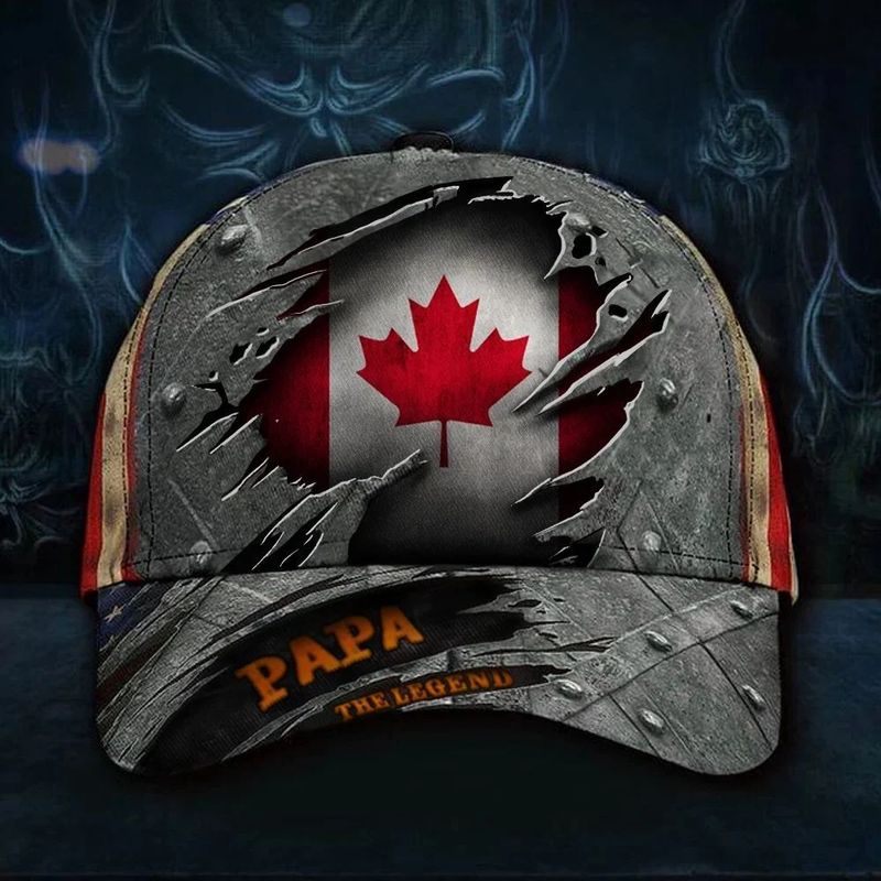 Canada Papa The Legend 3 D Hat Vintage USA Flag Cap Good Fathers Day Gifts 2021