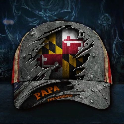 Maryland Papa The Legend 3 D Hat Vintage USA Flag Cap Unique Fathers Day Gift For Dad From Wife