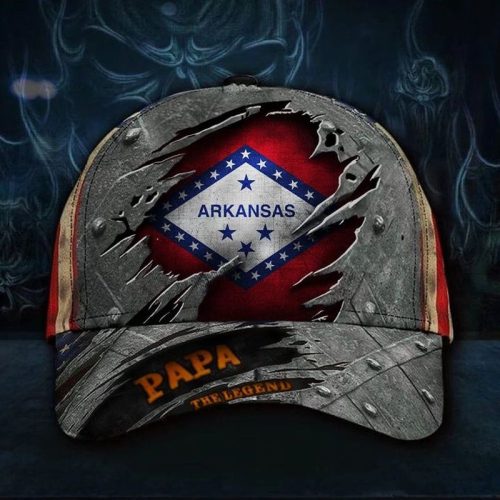 Arkansas Papa The Legend 3 D Hat Vintage USA Flag Cap Unique Grandfather Gifts For Fathers Day