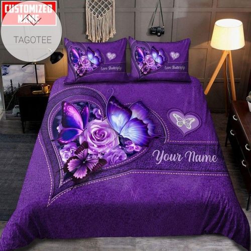 Personalized Love Butterfly Violet Bedding Set  - Bedding Set