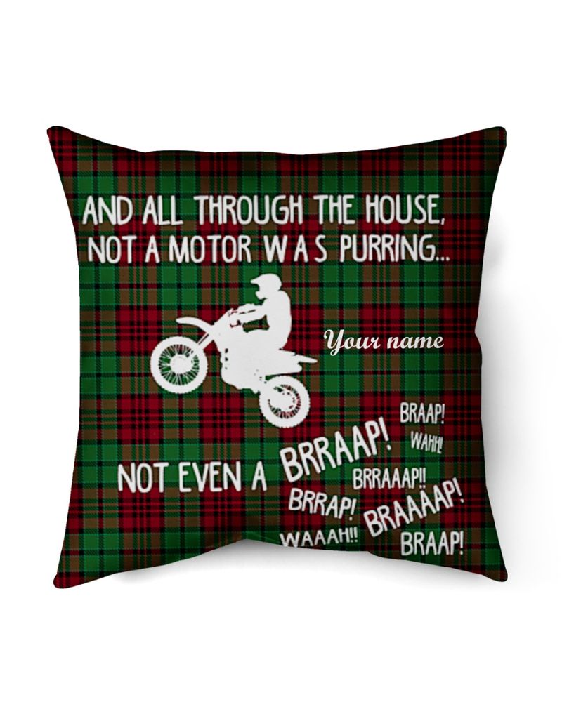 Personalized Biker And All Through The House Not A Motor Was Purring Pillow Case