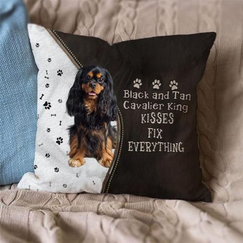 Black And Tan Cavalier King Kisses Fix Everything Pillowcase
