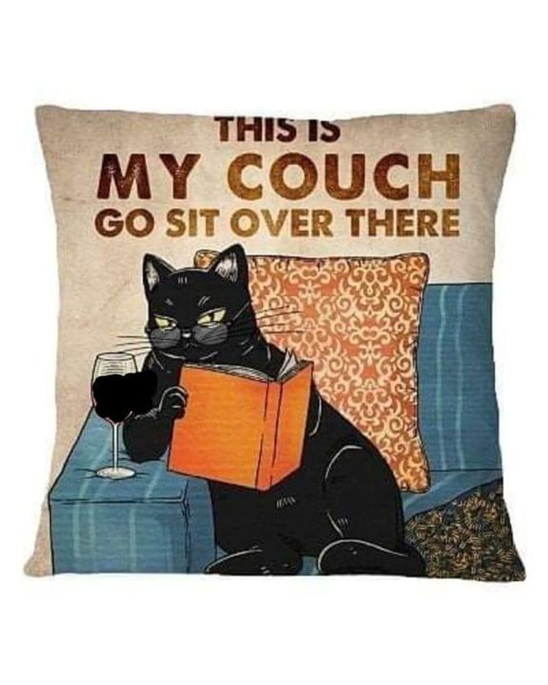Black Cat This Is My Cough Go Sit Over There Pillow Case