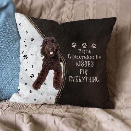Black Goldendoodle Kisses Fix Everything Pillowcase